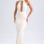 Halterneck Fishtail Gown in Ivory
