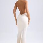 Halterneck Fishtail Gown in Ivory - Image 2