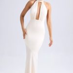 Halterneck Fishtail Gown in Ivory - Image 6