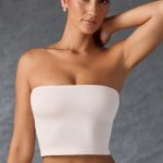 Bandeau Crop Top in Washed Cream