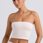 Bandeau Crop Top in Washed Cream - Image 4