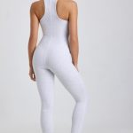Petite Ribbed Modal Lace-Trim Jumpsuit in Grey - Image 2