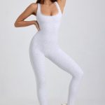 Petite Ribbed Modal Lace-Trim Jumpsuit in Grey - Image 5