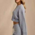 Cropped Knit Jumper in Soft Blue - Image 3
