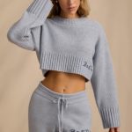 Cropped Knit Jumper in Soft Blue - Image 6