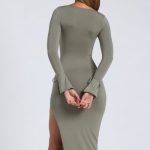 Modal Square-Neck Midaxi Dress in Sage Green - Image 2