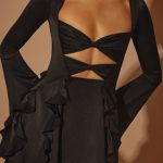 Long Sleeve Bow Mini Dress in Black - Image 4