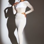 Velvet Long Sleeve Maxi Dress in Ivory - Image 8