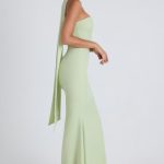 Scarf-Detail Strapless Gown in Spring Green - Image 3