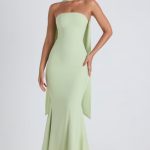 Scarf-Detail Strapless Gown in Spring Green - Image 4