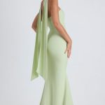 Scarf-Detail Strapless Gown in Spring Green - Image 6