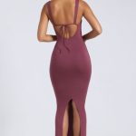 Modal Square Neck Low Back Maxi Dress in Plum - Image 2
