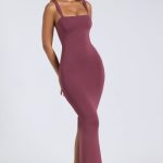 Modal Square Neck Low Back Maxi Dress in Plum - Image 4