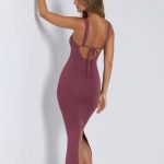 Modal Square Neck Low Back Maxi Dress in Plum - Image 5