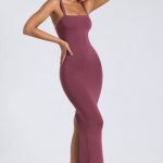 Modal Square Neck Low Back Maxi Dress in Plum - Image 6