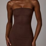 Soft Mesh Mini Slip Dress in Deep Cocoa