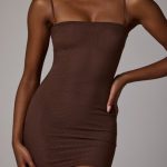 Soft Mesh Mini Slip Dress in Deep Cocoa - Image 4