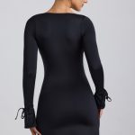 Slinky Jersey A-Line Mini Dress in Black - Image 2