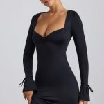 Slinky Jersey A-Line Mini Dress in Black - Image 6