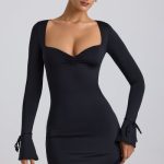 Slinky Jersey A-Line Mini Dress in Black - Image 7