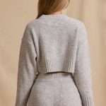 Cropped Knit Jumper in Ice Marl - Image 2