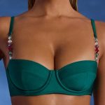 Bead-Embellished Underwired Balconette Bikini Top in Jade Green - Image 5