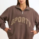 Quarter-Zip Sweatshirt in Espresso - Image 6