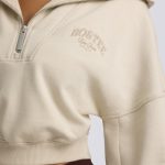 Quarter-Zip Cropped Sweatshirt in Bone - Image 6