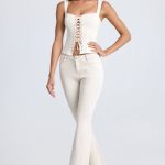 Petite Mid-Rise Flared Jeans in Ecru