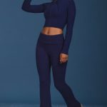 Cable-Knit Zip-Up Hoodie in Navy - Image 8