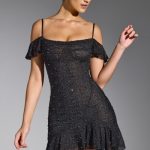 Embellished Cold Shoulder Mini Dress in Black - Image 5