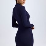Modal Plunge V-Neck Mini Dress in True Navy - Image 8