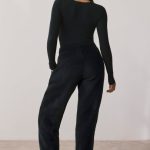 Modal Rib Long Sleeve Crop Top in Onyx - Image 2