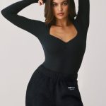 Modal Rib Long Sleeve Crop Top in Onyx - Image 5