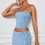 Embellished Mid-Rise Micro Mini Skirt in Light Blue - Image 7