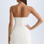Strapless Structured Tulip Mini Dress in Vanilla - Image 3