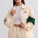 Oversized Colourblock Track Jacket in Marble - Image 9