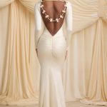 Bow-Detail Ruched Maxi Dress in Ivory - Image 3