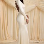 Bow-Detail Ruched Maxi Dress in Ivory - Image 5