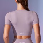 Define Luxe Baby Tee Crop Top in Dusty Lilac - Image 2