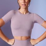 Define Luxe Baby Tee Crop Top in Dusty Lilac - Image 5