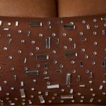 Sheer Embellished Long Sleeve Crop Top in Mocha - Image 4