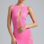 Embellished Lace-Up High-Neck Top in Bubblegum Pink
