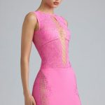 Embellished Lace-Up High-Neck Top in Bubblegum Pink - Image 10