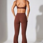 Twist Waist Flare Leggings in Chocolate - Image 2