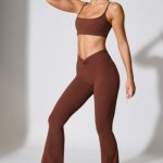 Twist Waist Flare Leggings in Chocolate - Image 8