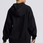 Oversized Zip-Up Hoodie in Black - Image 2