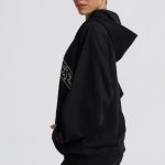 Oversized Zip-Up Hoodie in Black - Image 3