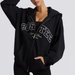 Oversized Zip-Up Hoodie in Black - Image 5