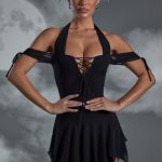 Lace Up Halter Neck Mini Dress in Black